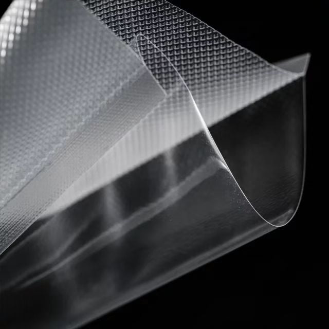 Close-up of a vacuum sealing bag on a black background