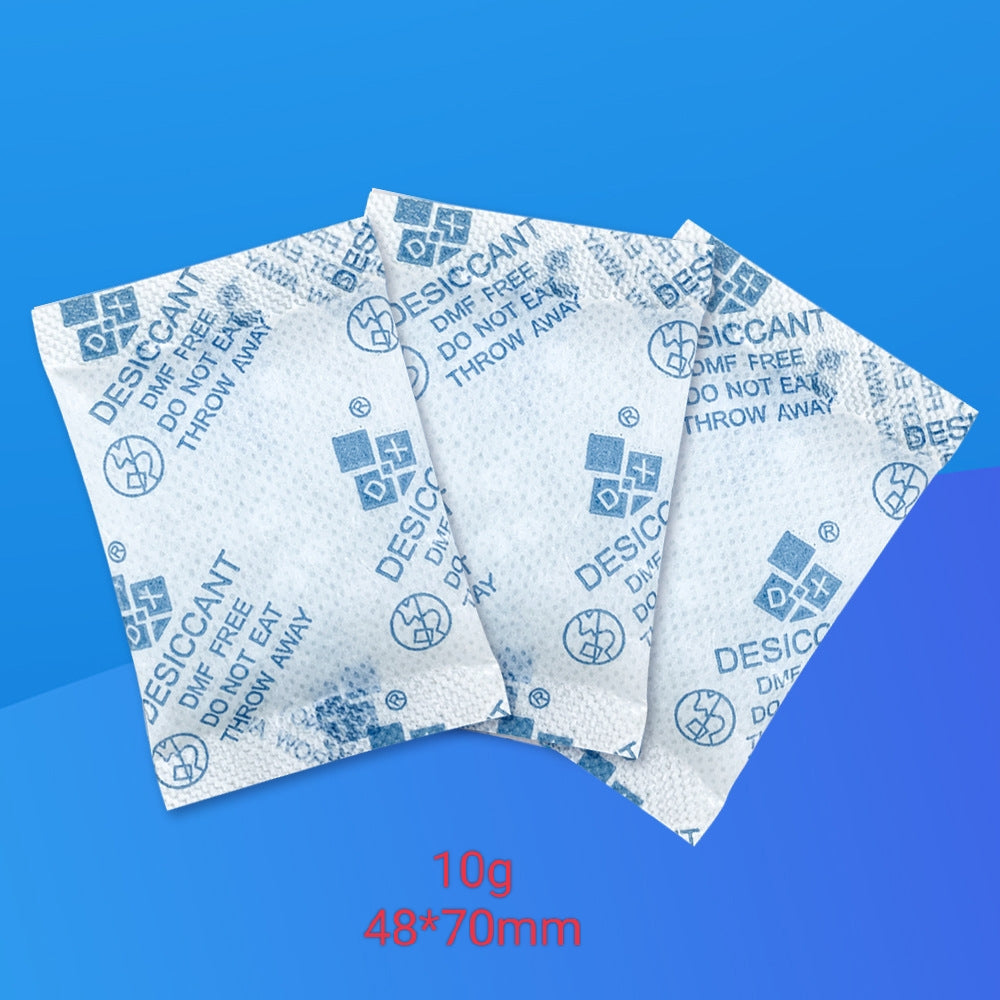 Moisture-absorbing 10g silica gel packet – ideal for protecting electronics, tools, clothing, and storage containers. Non-toxic, compact, and highly effective desiccant.