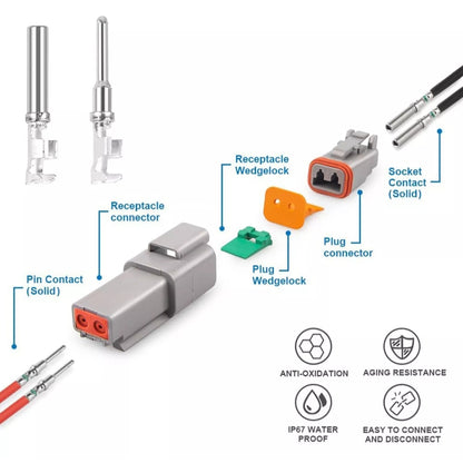 2 Way DT connector Automotive Electrical Plug Weatherproof