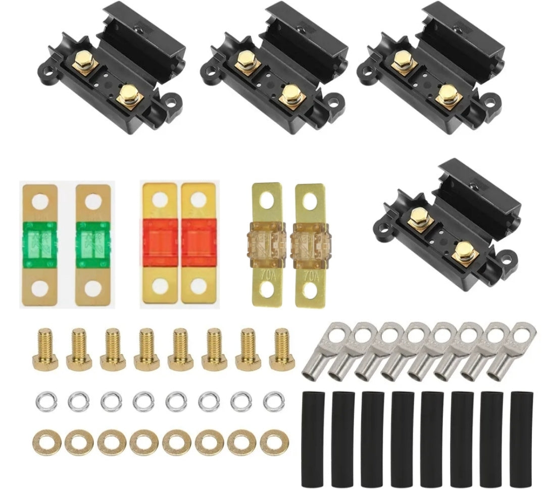 Midi fuse holder of  midi fuse and hardware on a white background
