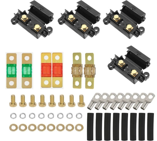 Midi fuse holder of  midi fuse and hardware on a white background