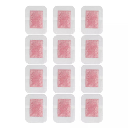 Grid of pink detox foot patches in white packaging on a white background