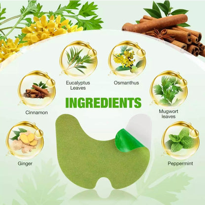 Herbal ingredients with a green knee pad on a white background