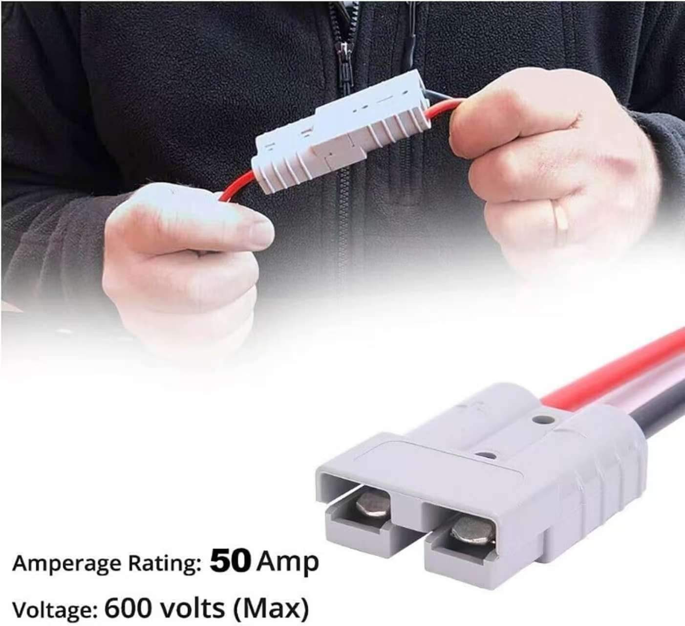 50A Anderson Plug Extension Cable Inline Maxi Fuse (2-Pack)