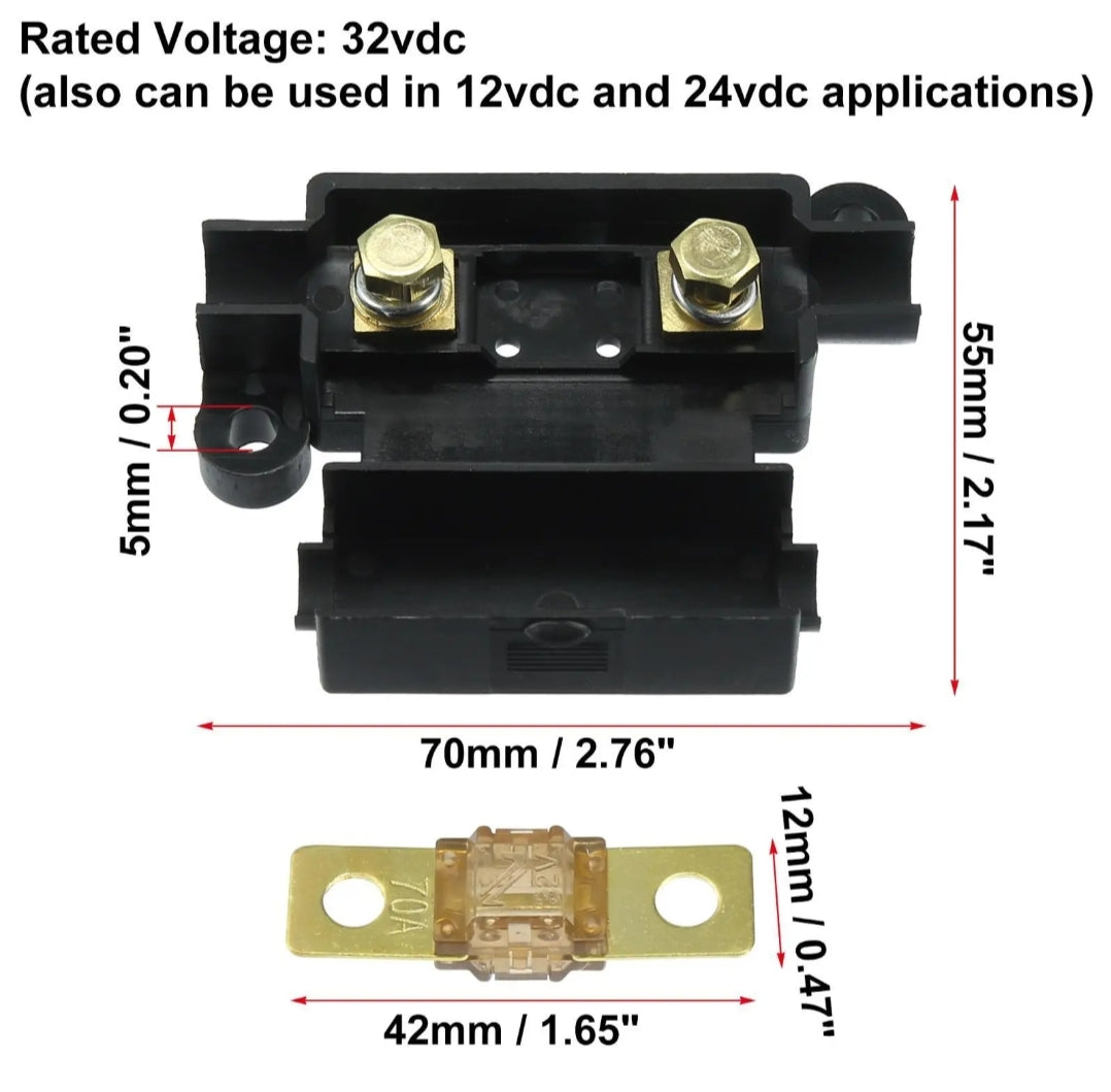 Midi fuse kit  component with dimensions labeled on a white background