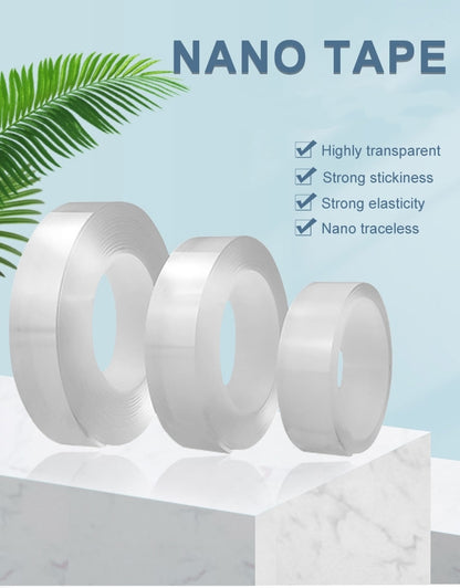 Nano tape with green leaf on a light blue background