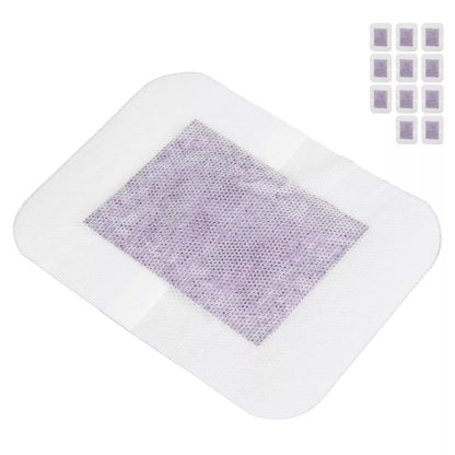 Purple detox foot patch on a white background with smaller images of the detox foot patch.