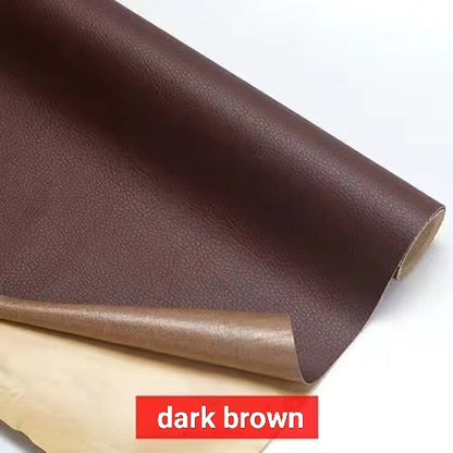 Roll of dark brown leather-like material on a white background