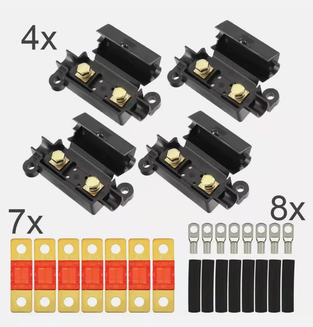 Set of midi fuse kit electrical connectors with labeled quantities on a white background