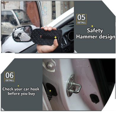 car door step Safety hammer design for car use with text on a gray background