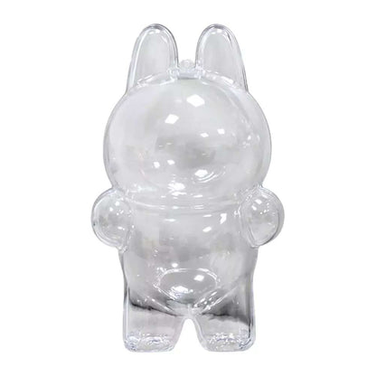 labubu Clear rabbit-shaped object on a white background