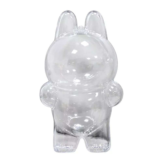 labubu Clear rabbit-shaped object on a white background